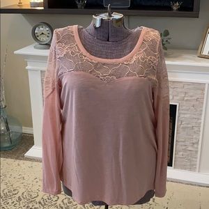 Blush Pink Lace Torrid Long Sleeve Tunic 0 Large L